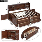 FAMYYT Full Size Wooden Captain Bed?With Built-in Storage Shelves, 4 Drawers and 2 Cabinets, Easy Assembly