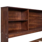 FAMYYT Full Size Wooden Captain Bed?With Built-in Storage Shelves, 4 Drawers and 2 Cabinets, Easy Assembly