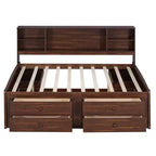 FAMYYT Full Size Wooden Captain Bed?With Built-in Storage Shelves, 4 Drawers and 2 Cabinets, Easy Assembly