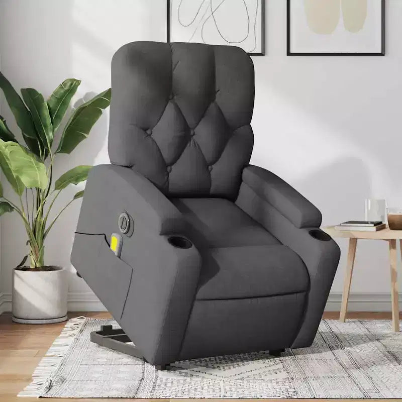 vidaXL Poltrona reclinabile massaggiante verticale grigio scuro