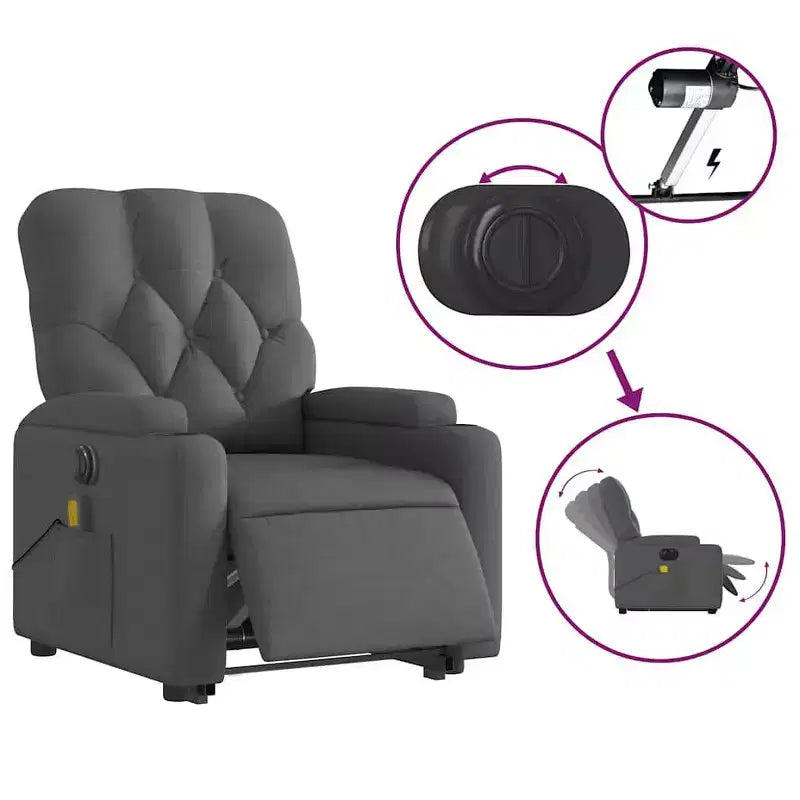 vidaXL Poltrona reclinabile massaggiante verticale grigio scuro