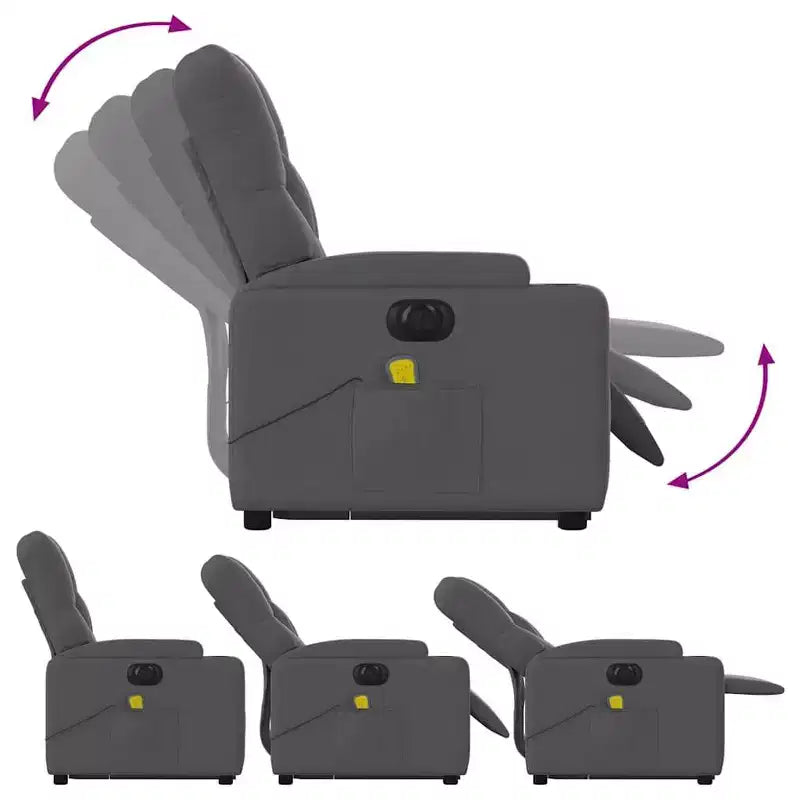 vidaXL Poltrona reclinabile massaggiante verticale grigio scuro