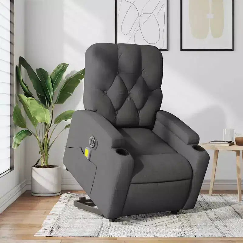 vidaXL Poltrona reclinabile massaggiante verticale grigio scuro