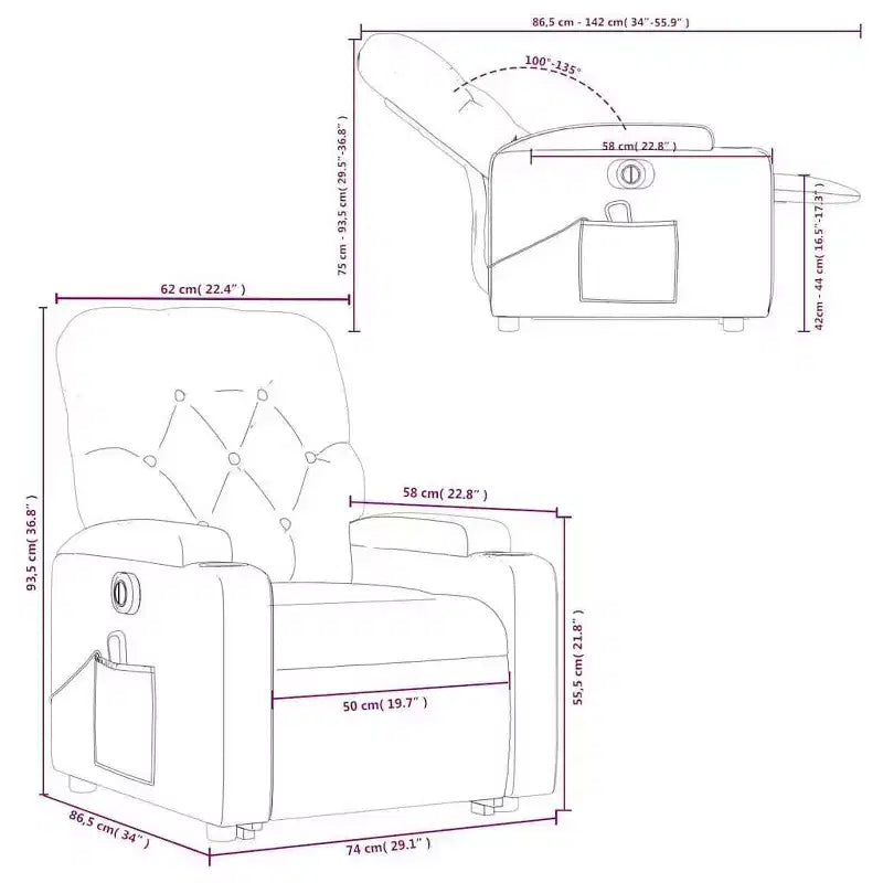 vidaXL Poltrona reclinabile massaggiante verticale grigio scuro