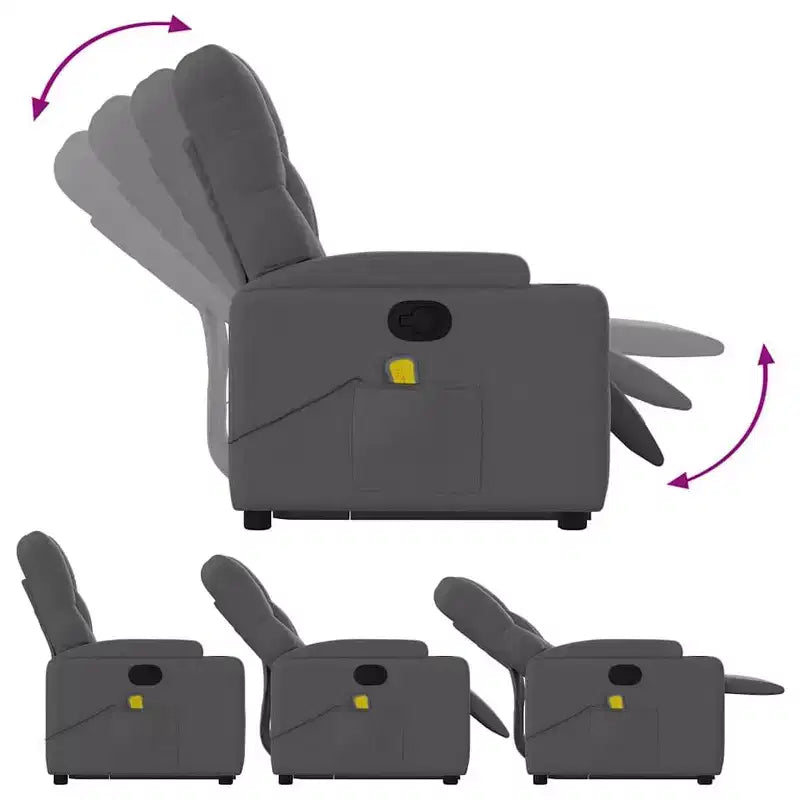 vidaXL Poltrona reclinabile massaggiante verticale grigio scuro