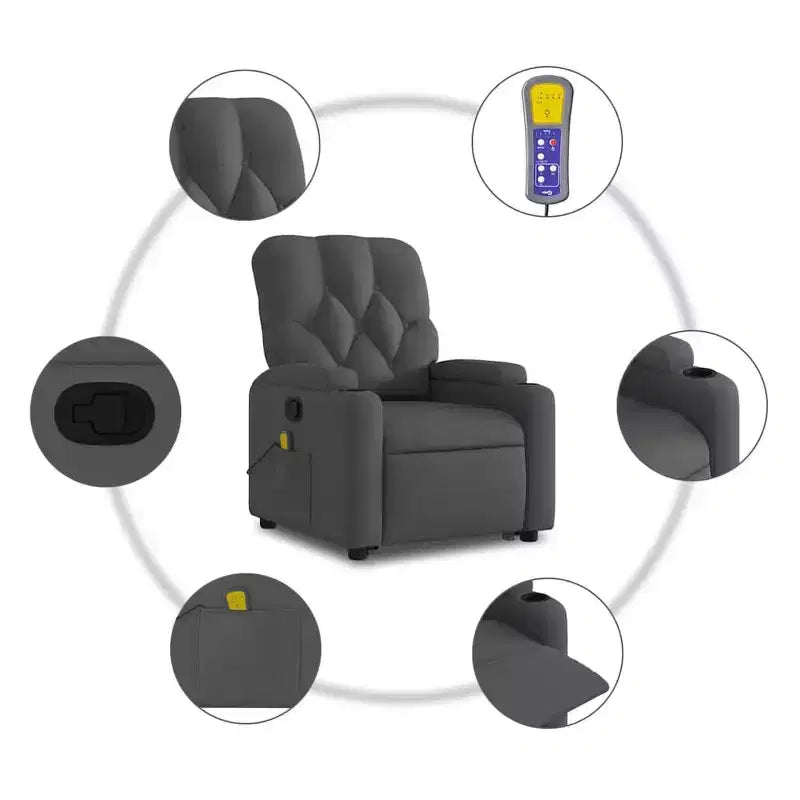 vidaXL Poltrona reclinabile massaggiante verticale grigio scuro