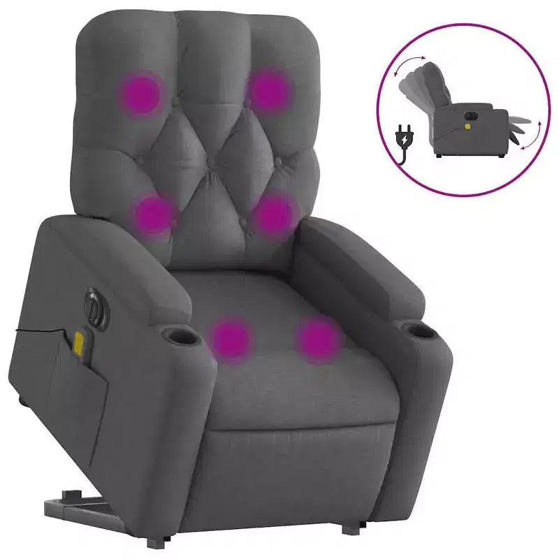 vidaXL Stand Up Massage Recliner Chair Dark Gray
