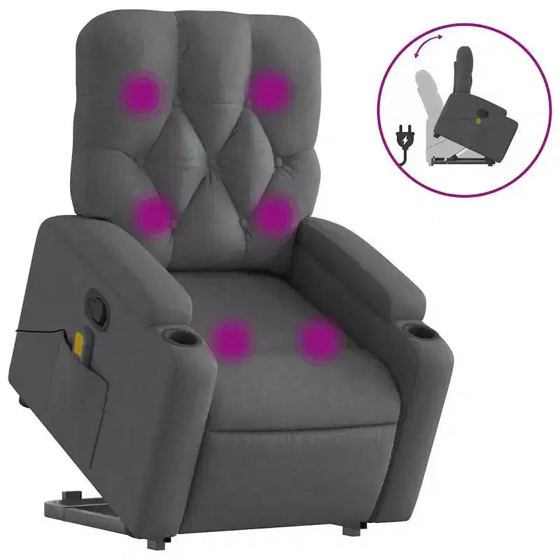 vidaXL Stand Up Massage Recliner Chair Dark Gray