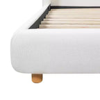 Letto imbottito con struttura a piattaforma, Queen/King Size, profilo basso, con testiera imbottita ad alette, bianco - ModernLuxe