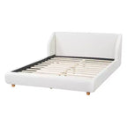 Letto imbottito con struttura a piattaforma, Queen/King Size, profilo basso, con testiera imbottita ad alette, bianco - ModernLuxe