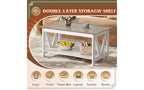 DEXYLLO Coffee Table with Storage Shelf, 39.4 Farmhouse Coffee Table with V-Frame Support