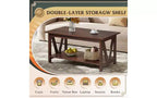 DEXYLLO Coffee Table with Storage Shelf, 39.4 Farmhouse Coffee Table with V-Frame Support