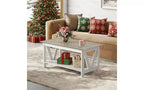 DEXYLLO Coffee Table with Storage Shelf, 39.4 Farmhouse Coffee Table with V-Frame Support