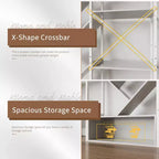 Triple 6 Tier Bookshelf,Large Bookcase Industrial Bookshelf with 24 Open Display Shelves, Metal Frame and Wooden Board for Living Room Home