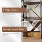 Triple 6 Tier Bookshelf,Large Bookcase Industrial Bookshelf with 24 Open Display Shelves, Metal Frame and Wooden Board for Living Room Home