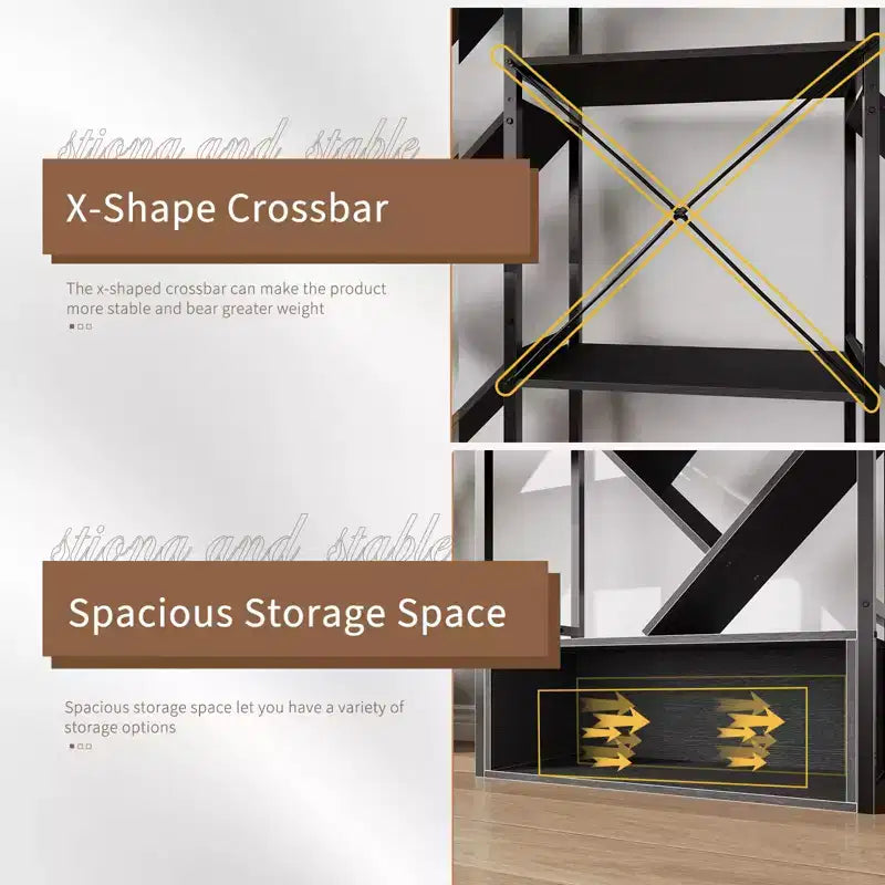 Triple 6 Tier Bookshelf,Large Bookcase Industrial Bookshelf with 24 Open Display Shelves, Metal Frame and Wooden Board for Living Room Home