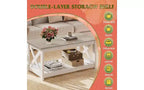 Tavolino da salotto DEXYLLO Farmhouse, 40,1", rustico con supporto a X e ripiano portaoggetti