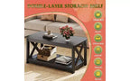 Tavolino da salotto DEXYLLO Farmhouse, 40,1", rustico con supporto a X e ripiano portaoggetti