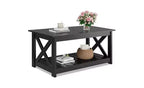 DEXYLLO Farmhouse Coffee Table for Living Room, 40.1 Rustic Center Table with X-Frame Support & Storage Shelf