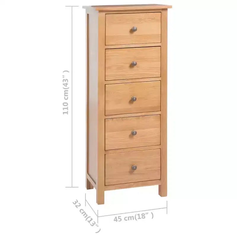 vidaXL Tall Chest of Drawers Oak Solid oak wood, MDF Tall