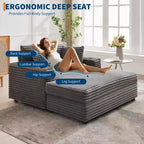 Oversized Chaise Lounge Chair, 60 Upholstered Sofa Bed with Throw Pillows and Armrests, Corduroy Sleeper Couch for Living Room, Bedroom