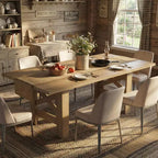 LinTime Tavolo da Pranzo Stile Fattoria da 180 cm per 6-8 Posti - Robusto Tavolo Rettangolare in Legno - Piano Spesso e Robuste Gambe a Triangolo - per Cucina