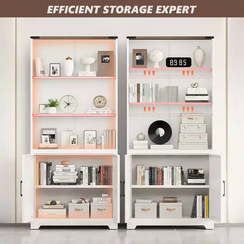 Barn Door 3 Shelf Steel Bookcase Storage Cabinet