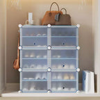 6-Tier Double Row Shoe Rack Organizer with Hooks, Freestanding 12-Cubby Footwear Storage Shelf Unit for Closet Entryway & Bedroom, Black