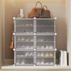 6-Tier Double Row Shoe Rack Organizer with Hooks, Freestanding 12-Cubby Footwear Storage Shelf Unit for Closet Entryway & Bedroom, Black