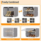 6-Tier Double Row Shoe Rack Organizer with Hooks, Freestanding 12-Cubby Footwear Storage Shelf Unit for Closet Entryway & Bedroom, Black