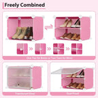 6-Tier Double Row Shoe Rack Organizer with Hooks, Freestanding 12-Cubby Footwear Storage Shelf Unit for Closet Entryway & Bedroom, Black