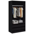 vidaXL Wardrobe Black Engineered wood Compact Wardrobe Rectangular