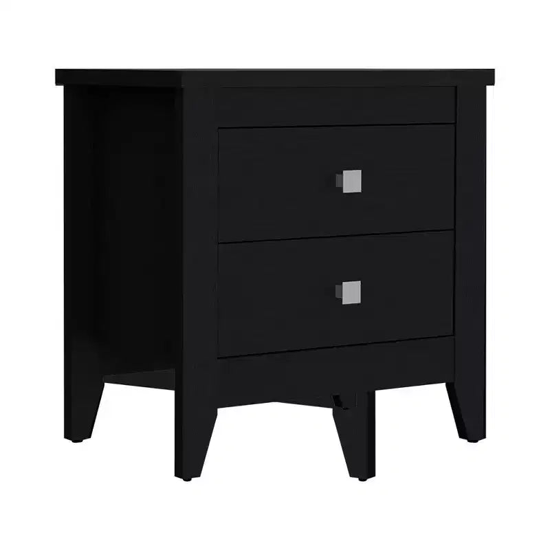 HomeRoots 24 Black Wood Two Drawer Nightstand