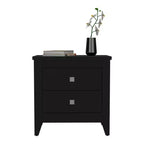 HomeRoots 24 Black Wood Two Drawer Nightstand