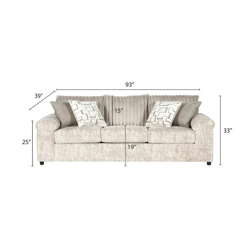 Roundhill Furniture Nason Wide Wale Corduroy Sofa, Loveseat, and Cuddle Chair Set
