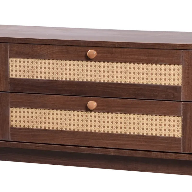 Modern Farmhouse Rattan TV Stand