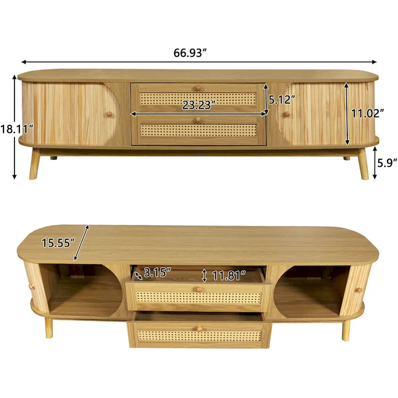 Modern Farmhouse Rattan TV Stand