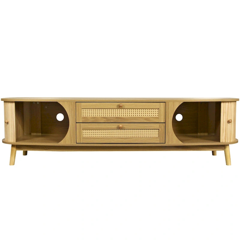Modern Farmhouse Rattan TV Stand