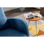 Blue 27 Upholstered Rocking Chair with Wood Legs and Convenient Side Pocket