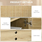 47.3 TV Stand with Rattan Door & Storage for Under 60 TVs