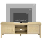 47.3 TV Stand with Rattan Door & Storage for Under 60 TVs
