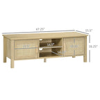 47.3 TV Stand with Rattan Door & Storage for Under 60 TVs