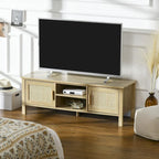 47.3 TV Stand with Rattan Door & Storage for Under 60 TVs