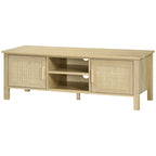 47.3 TV Stand with Rattan Door & Storage for Under 60 TVs