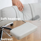 Light Grey Leather Swivel Office Recliner, Lumbar Support, Footrest
