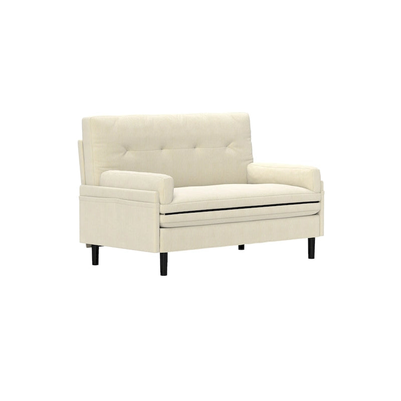 Ivory 55.11 Multi-Functional Corduroy Loveseat, Convertible Lounge Chair, Bed