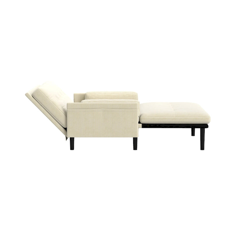 Ivory 55.11 Multi-Functional Corduroy Loveseat, Convertible Lounge Chair, Bed