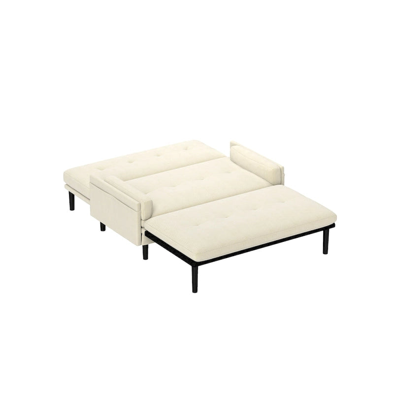 Ivory 55.11 Multi-Functional Corduroy Loveseat, Convertible Lounge Chair, Bed