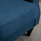 Button-Tufted Accent Chair with High Wingback, Rounded Cushioned Armrests and Thick Padded Seat, Blue