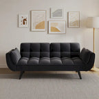 Black 57 Convertible Loveseat Sofa Bed with Adjustable Backrest, Pillows
